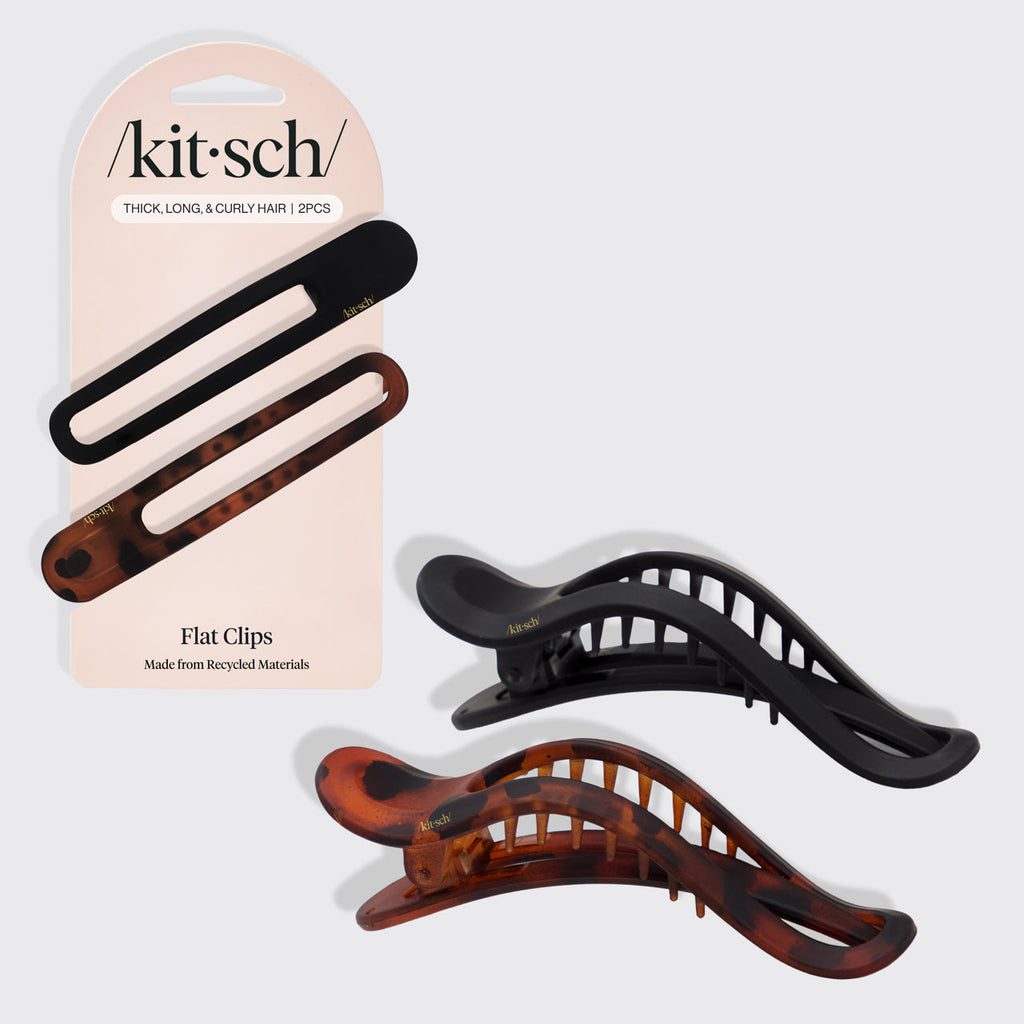 Black & Tort Curved Flat Lay Claw Clips 2pc Set